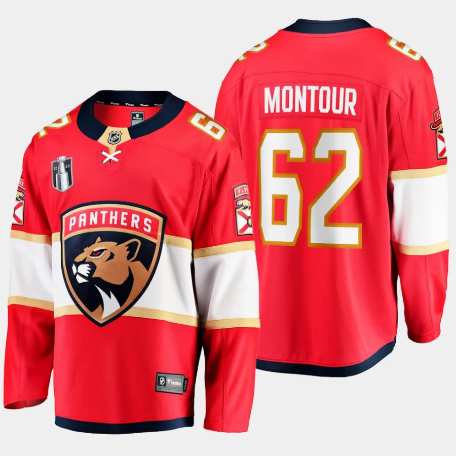 florida panthers brandon montour 2023 stanley cup final home breakaway player jersey red