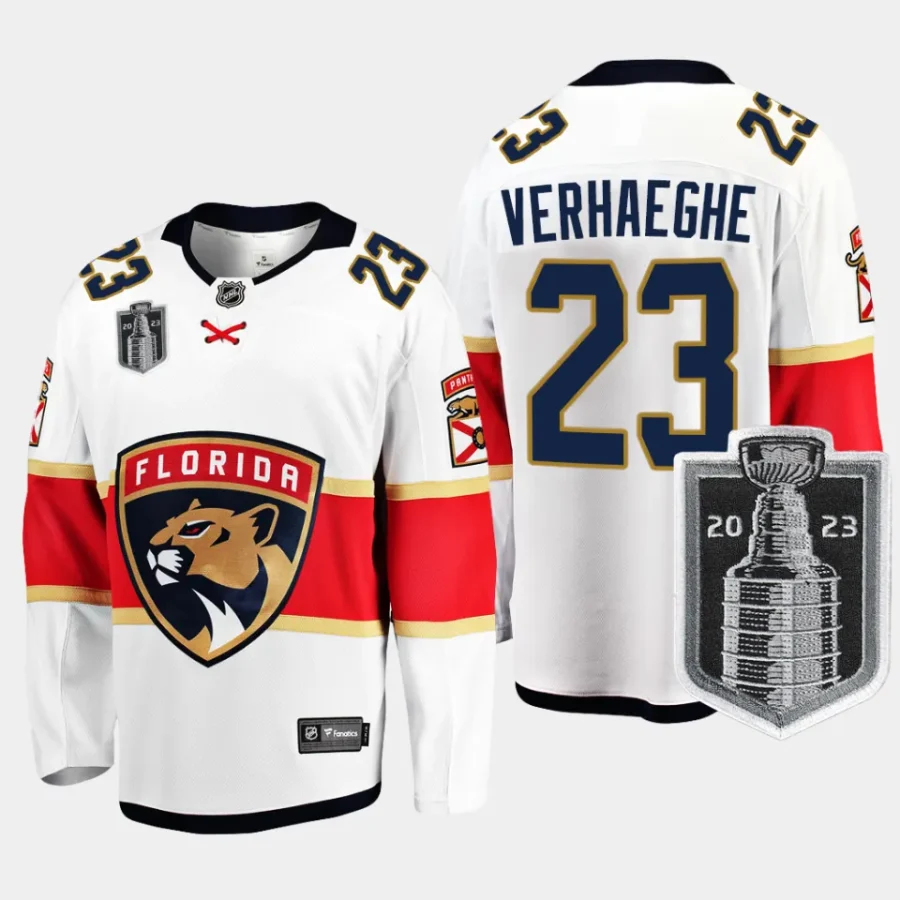 florida panthers carter verhaeghe 2023 stanley cup final away breakaway player jersey white