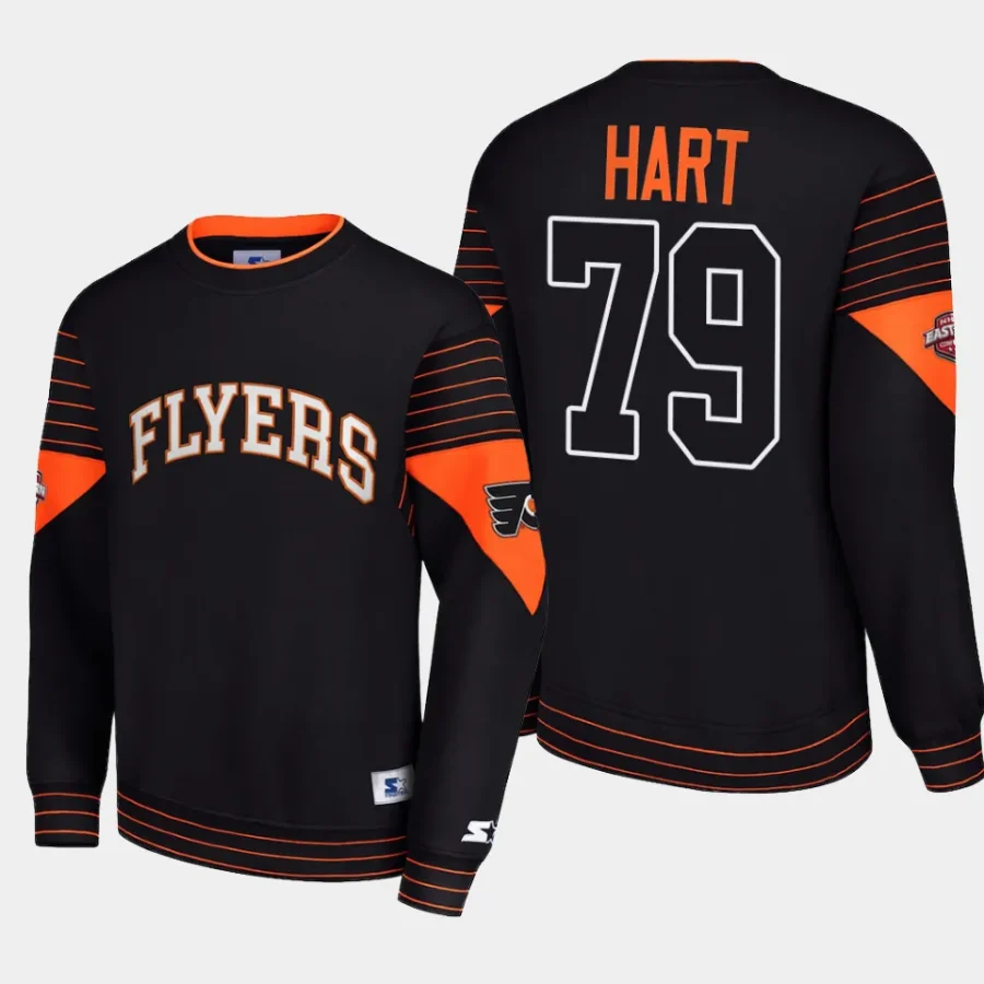 flyers carter hart black faceoff starter pullover sweatshirt