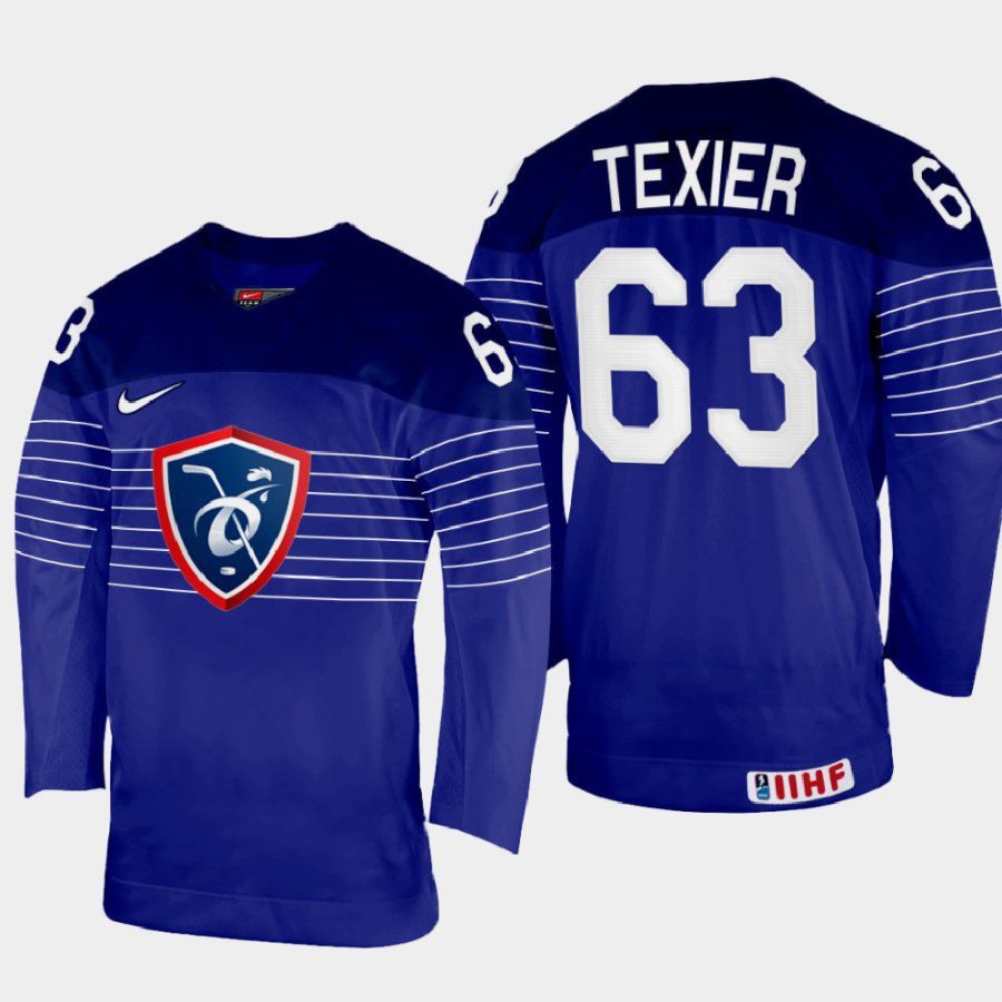 france hockey alexandre texier 2022 iihf world championship away jersey navy