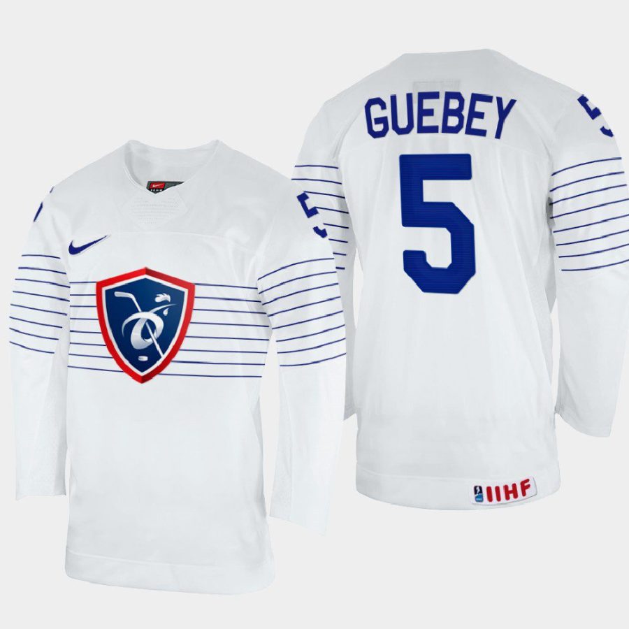 france hockey enzo guebey 2022 iihf world championship home jersey white