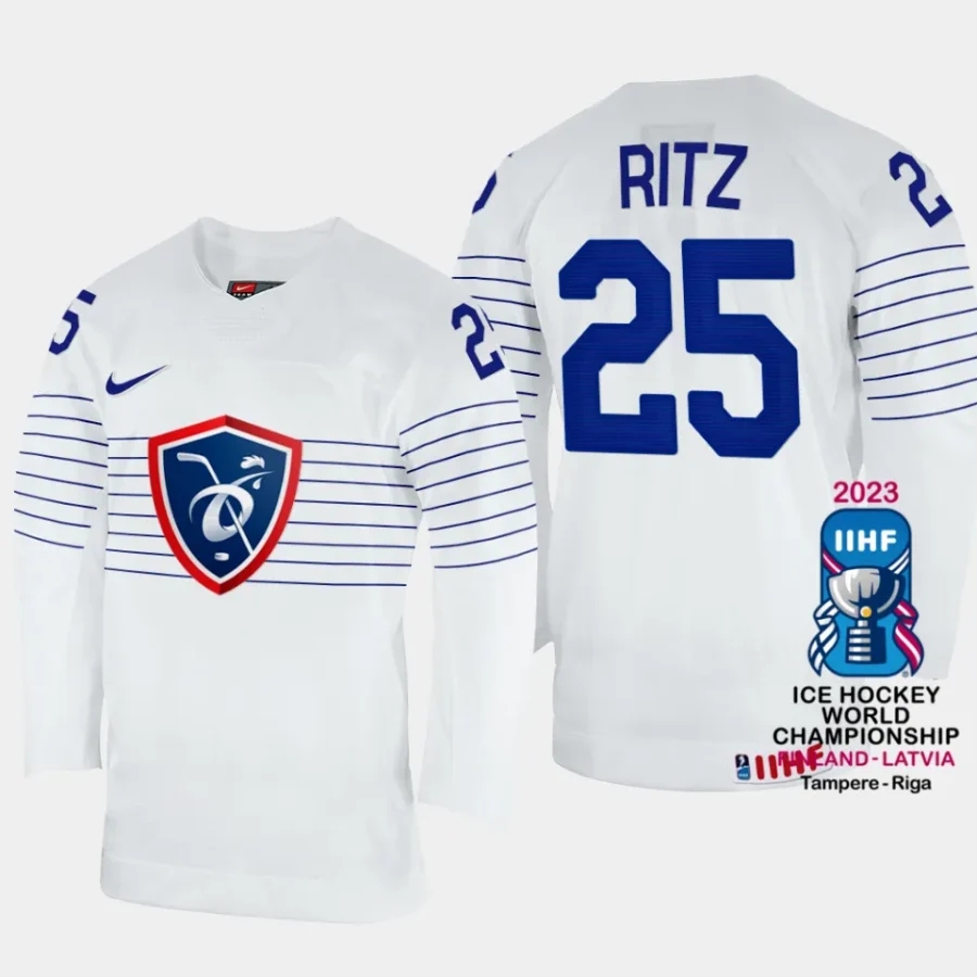 france hockey nicolas ritz 2023 iihf world championship men home jersey white