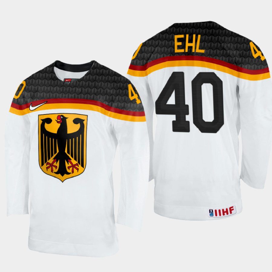 germany hockey alexander ehl 2022 iihf world championship home jersey white