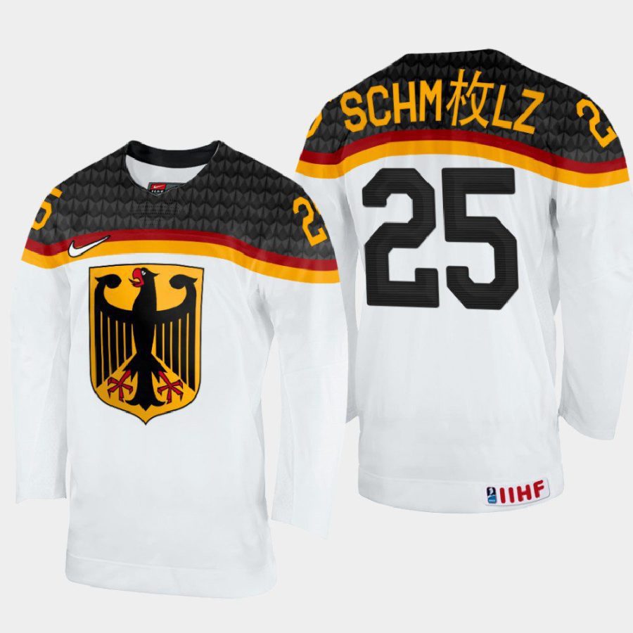 germany hockey daniel schmolz 2022 iihf world championship home jersey white