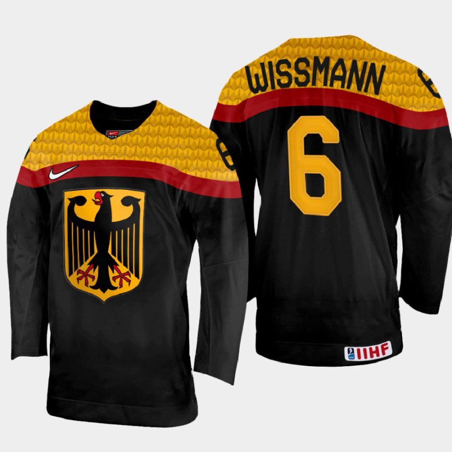 germany hockey kai wissmann 2022 iihf world championship away jersey black