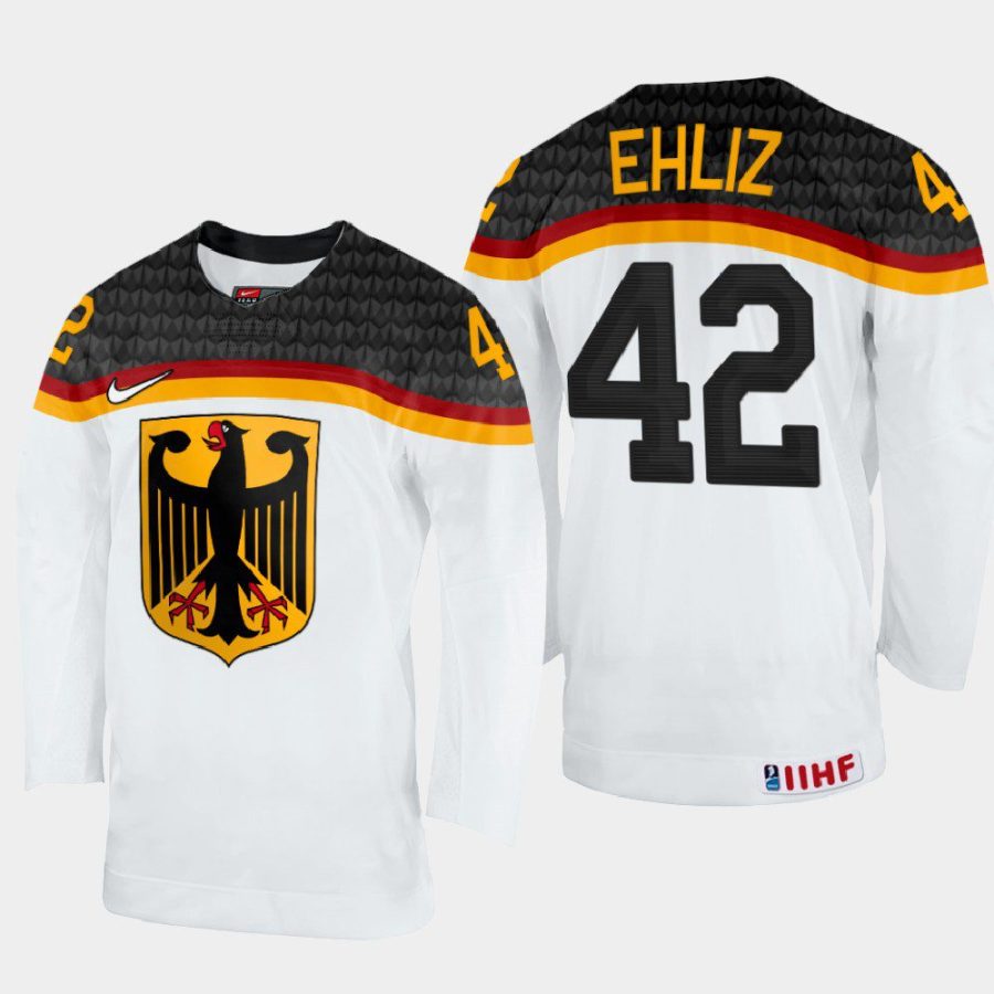 germany hockey yasin ehliz 2022 iihf world championship home jersey white