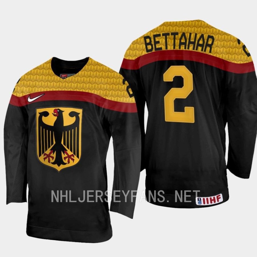 germany rayan bettahar 2023 iihf world junior championship away jersey black