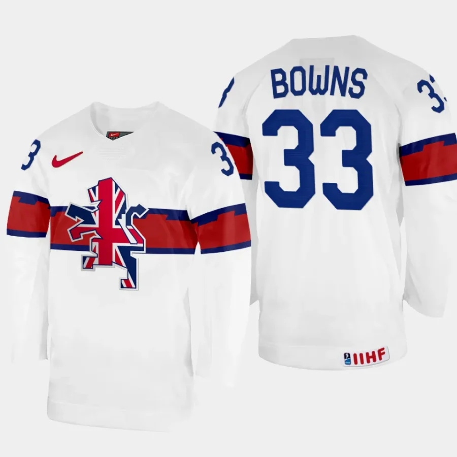 great britain ben bowns 2024 ice hockey world championship top level jersey white