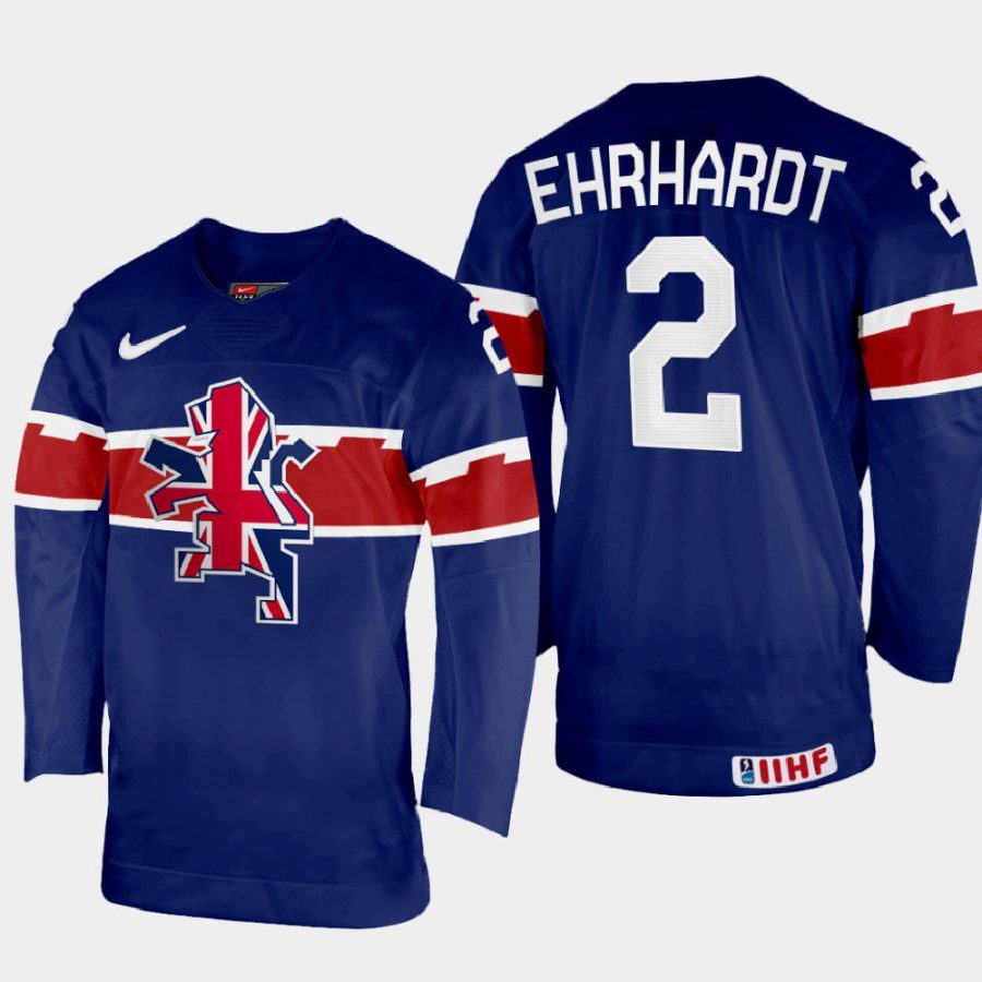 great britain hockey dallas ehrhardt 2022 iihf world championship away jersey navy