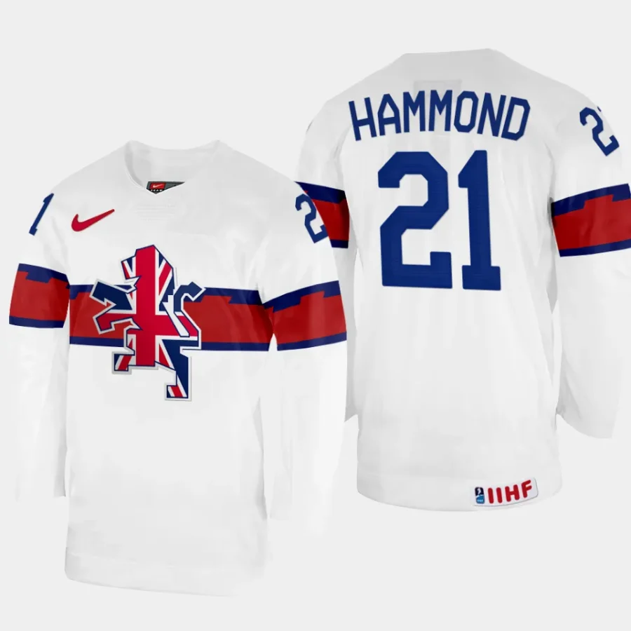 great britain mike hammond 2024 ice hockey world championship top level jersey white