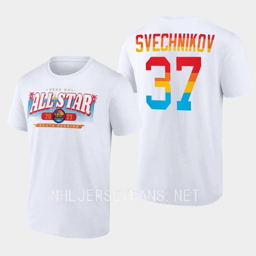 hurricanes andrei svechnikov white good vibes 2023 nhl all star t shirt