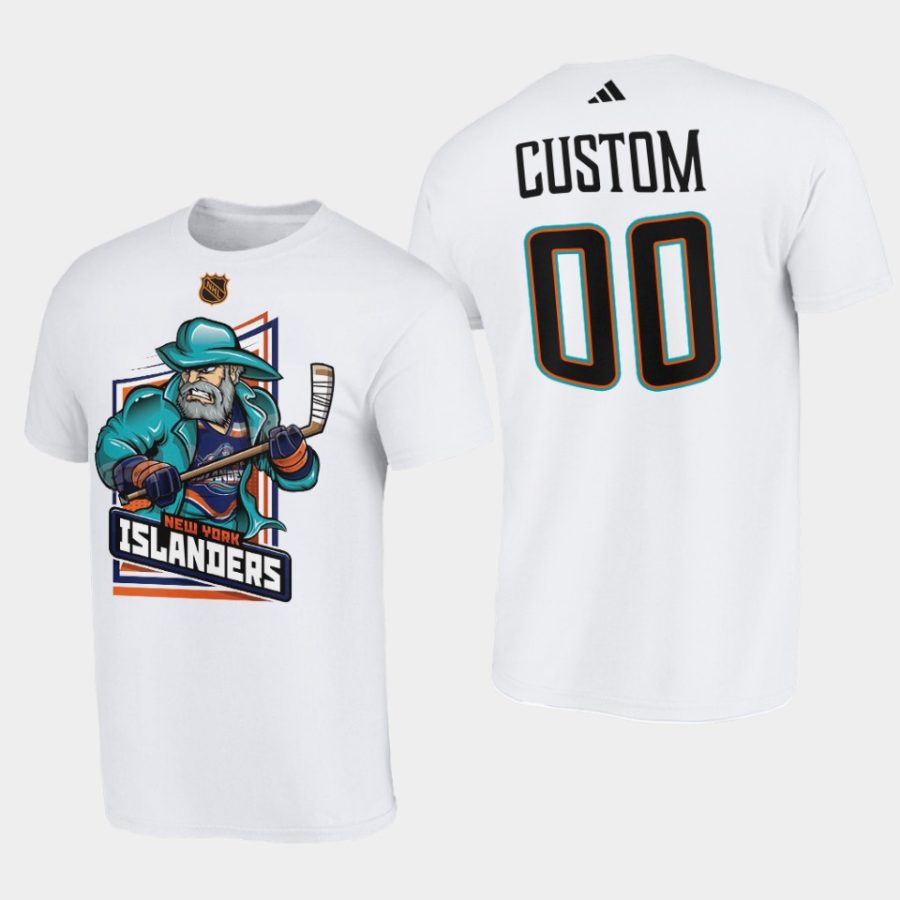 islanders custom white cartoon reverse retro 2.0 t shirt