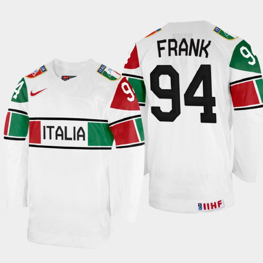 italy hockey daniel frank 2022 iihf world championship home jersey white