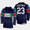 italy hockey diego kostner 2022 iihf world championship away jersey navy