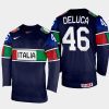 italy hockey ivan deluca 2022 iihf world championship away jersey navy