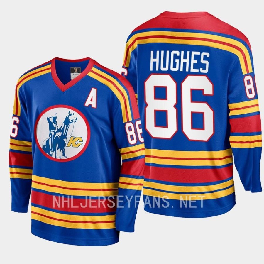 jack hughes kansas city scouts royal 74 75 breakaway vintage replica jersey