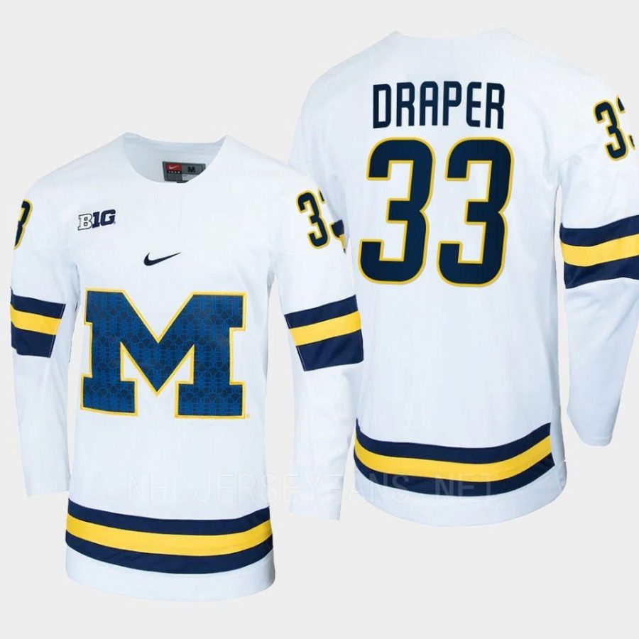 kienan draper michigan wolverines white college hockey replica jersey