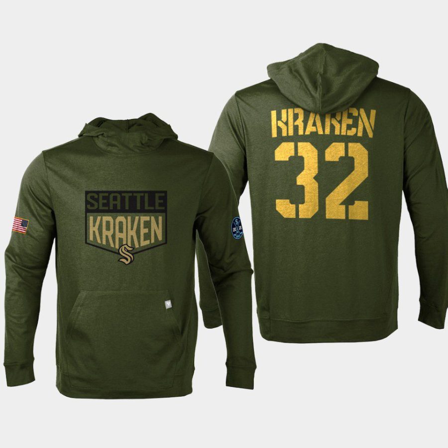 kraken olive 2022 salute to service levelwear pullover hoodie