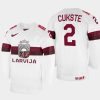 latvia hockey karlis cukste 2022 iihf world championship home jersey white