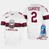 latvia hockey karlis cukste 2023 iihf world championship home jersey white