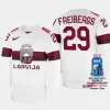 latvia hockey ralfs freibergs 2023 iihf world championship home jersey white