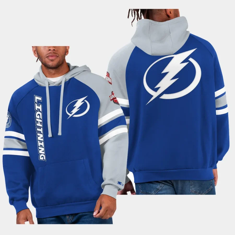 lightning blue gray gauntlet starter raglan pullover hoodie