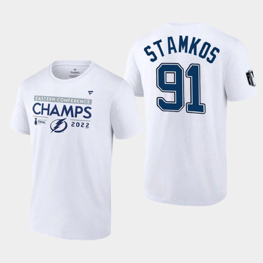 lightning steven stamkos white locker room 2022 eastern conference champs tee