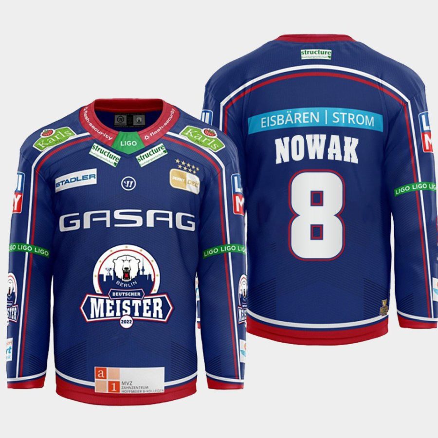 marco nowak eisbaren berlin blue 2022home hockey jersey