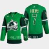 men avalanche devon toews 2023 st. patricks day primegreen authentic jersey green