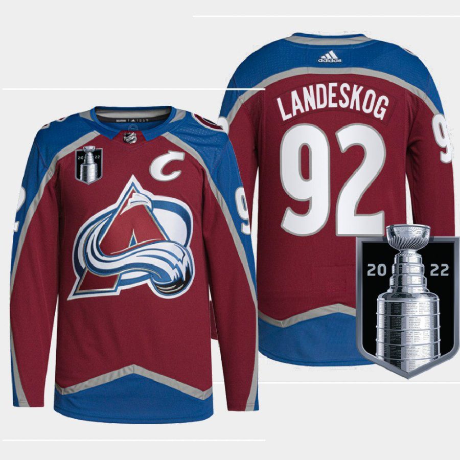 men avalanche gabriel landeskog authentic pro 2022 stanley cup playoffs burgundy jersey