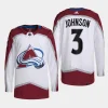 men avalanche jack johnson primegreen away authentic pro white jersey