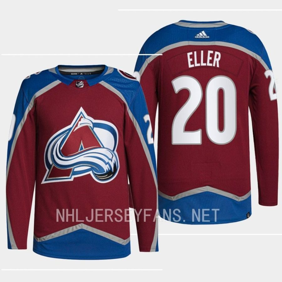 men avalanche lars eller 2022 23 home authentic primegreen burgundy jersey