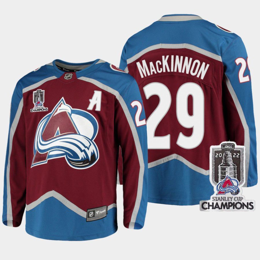 men avalanche nathan mackinnon home 2022 stanley cup champions burgundy jersey