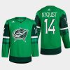 men blue jackets gustav nyquist warm up st. patricks day 2022 green jersey