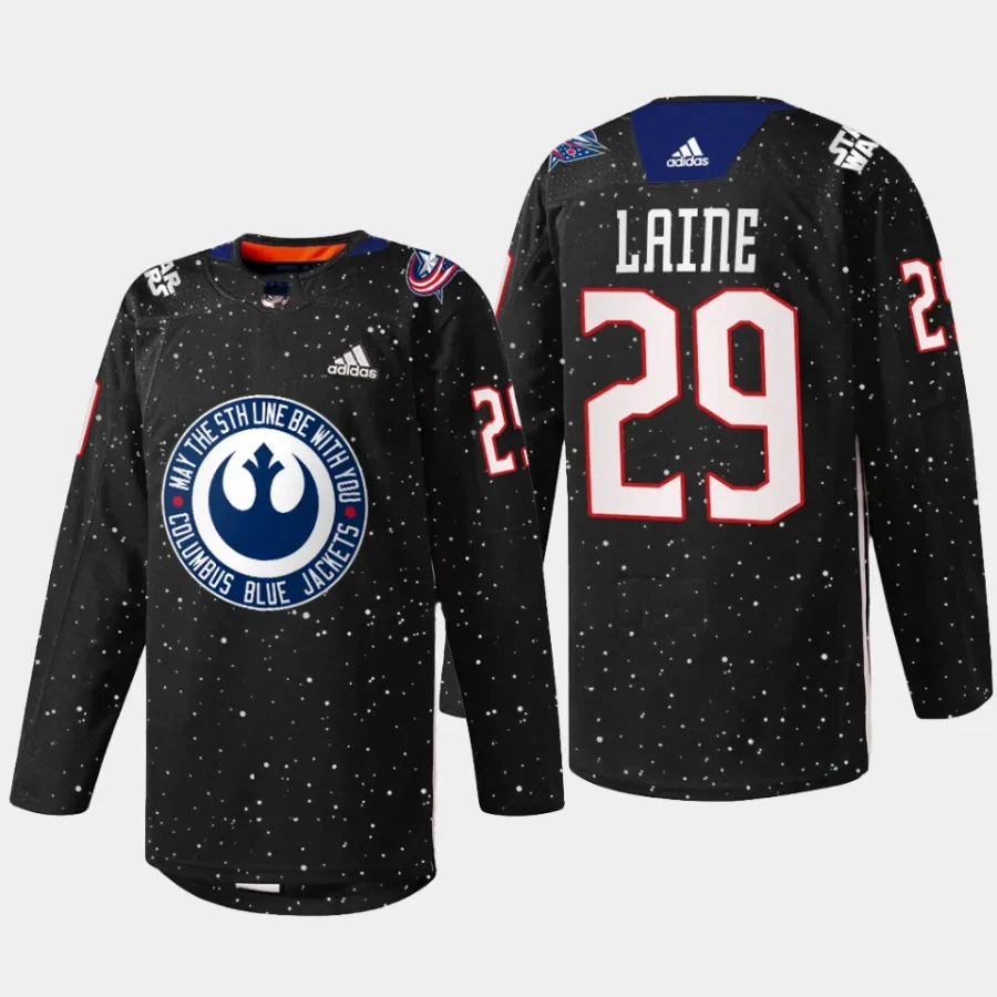 men blue jackets patrik laine 2023 exclusive edition star wars black jersey