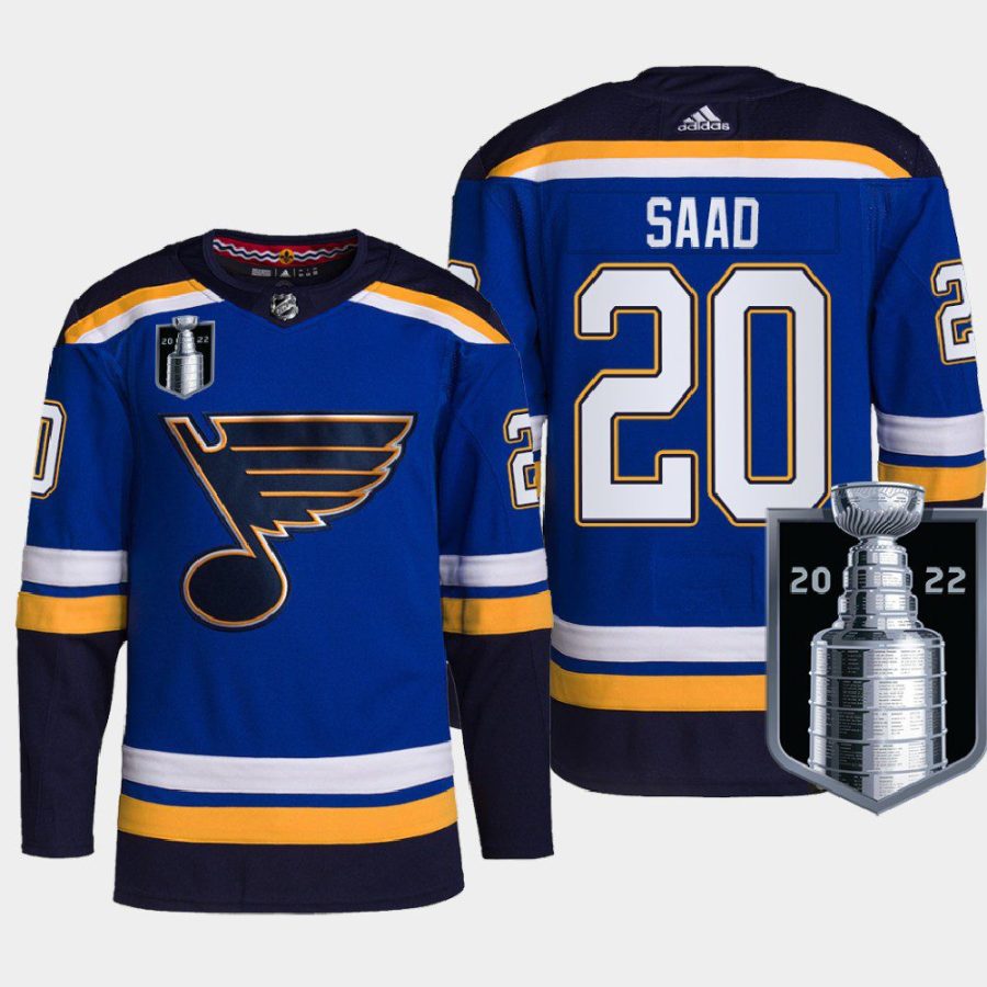 men blues brandon saad authentic pro 2022 stanley cup playoffs blue jersey