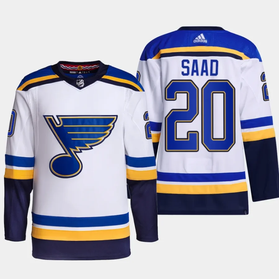 men blues brandon saad primegreen away authentic pro white jersey