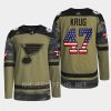 men blues torey krug warmup veterans day 2022 camo jersey