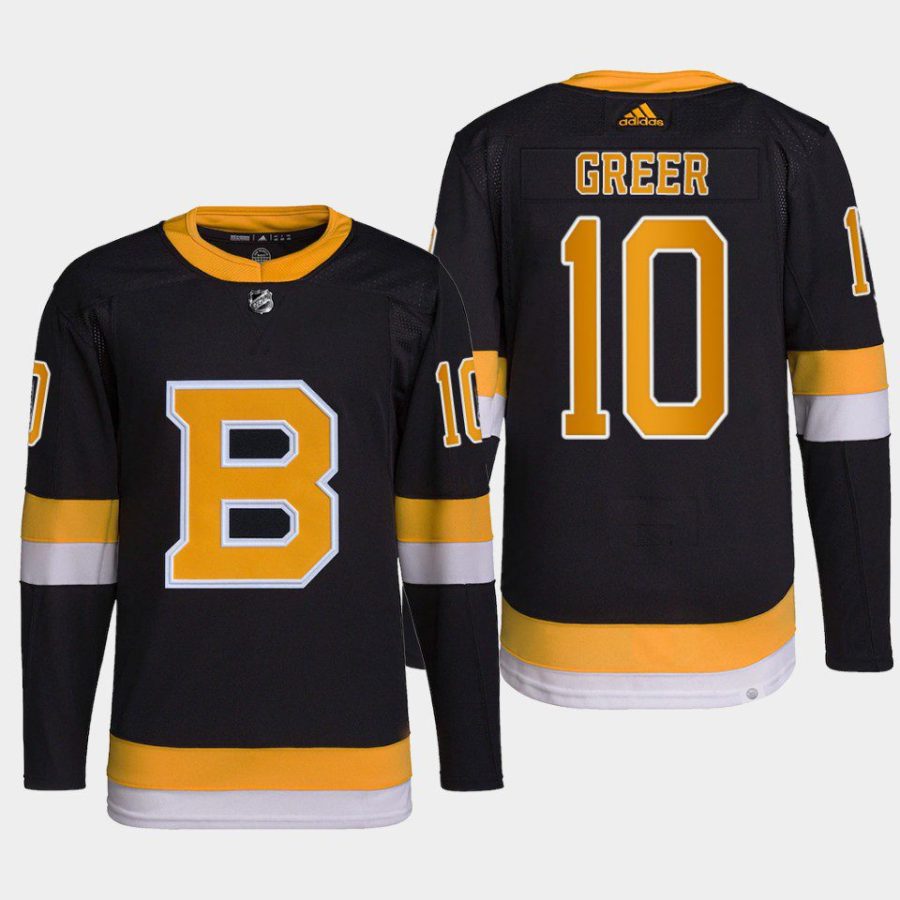 men bruins a.j. greer alternate authentic black jersey