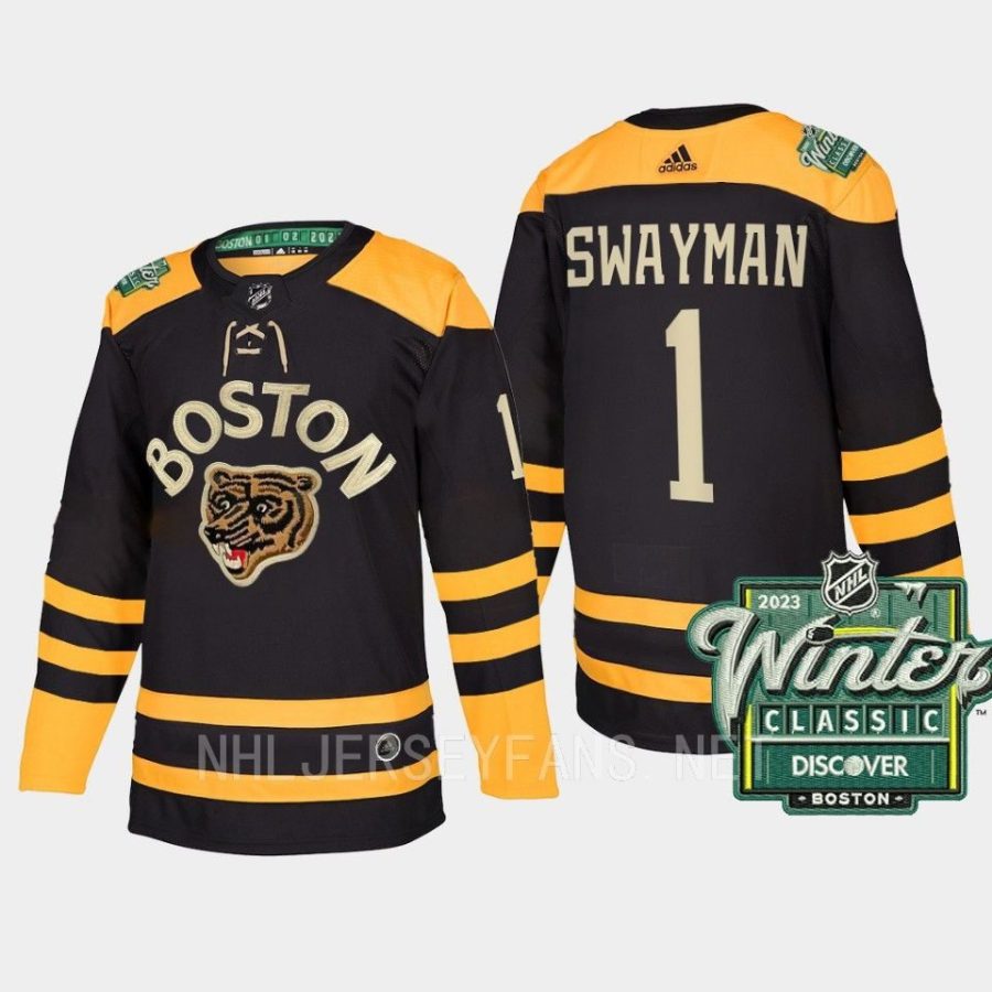 men bruins jeremy swayman authentic 2023 winter classic black jersey