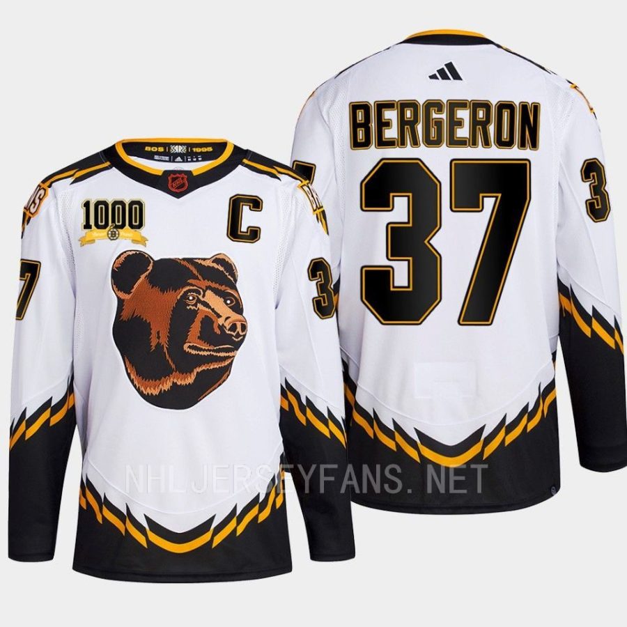 men bruins patrice bergeron reverse retro 1000 career points white jersey