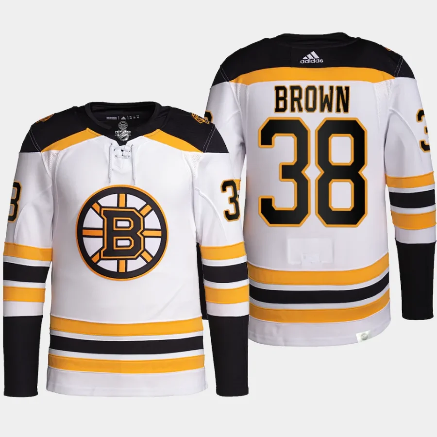 men bruins patrick brown authentic pro away primegreen white jersey