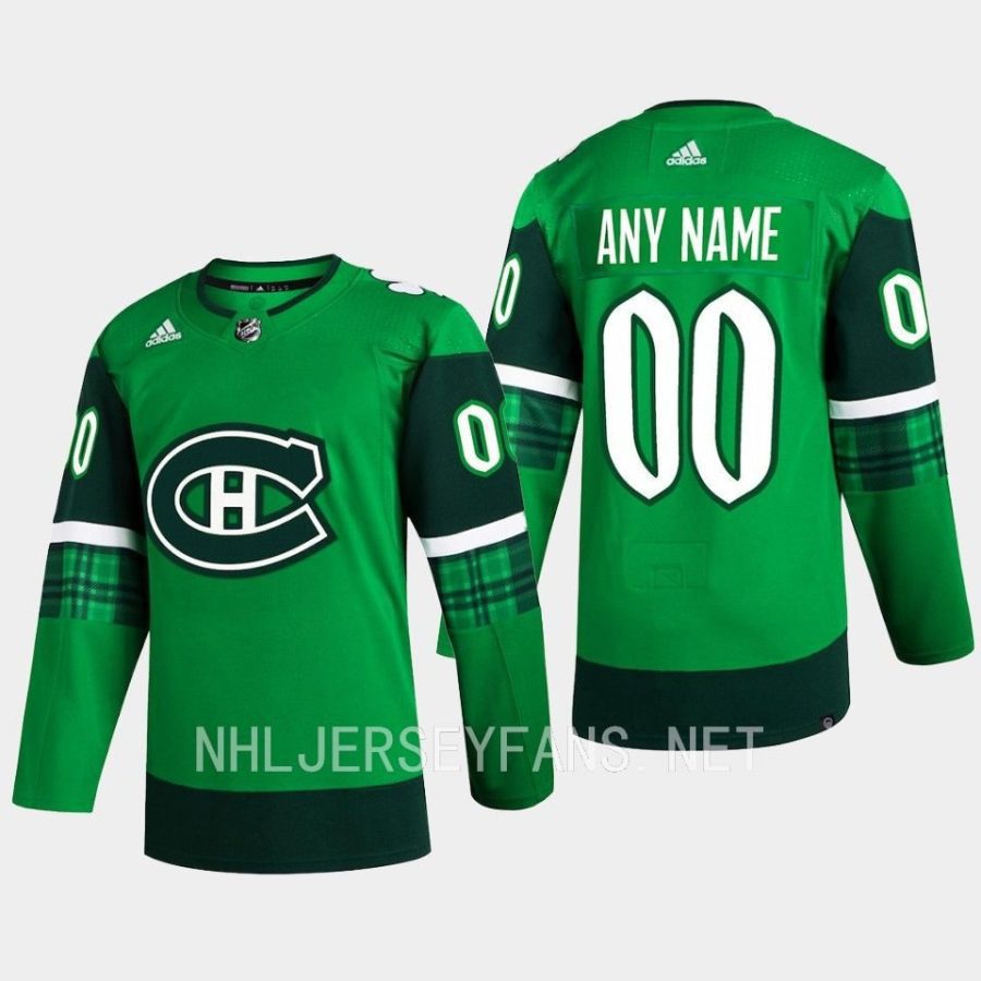 men canadiens custom 2023 st. patricks day primegreen authentic jersey green