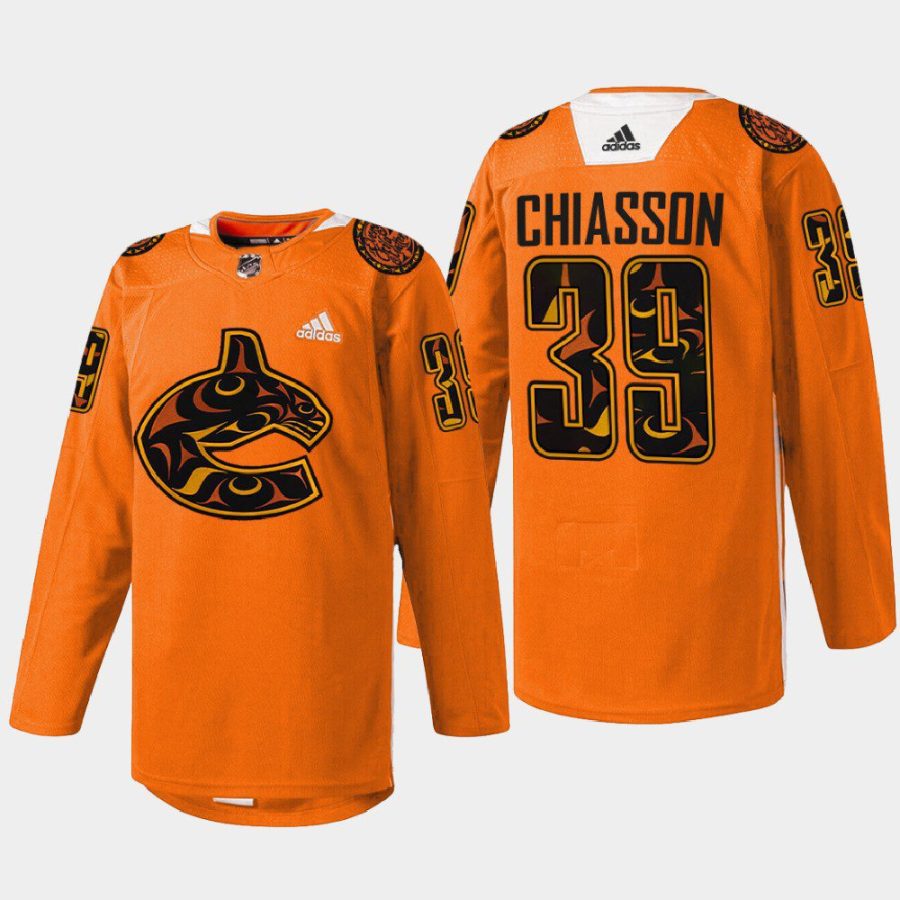 men canucks alex chiasson every child matters 2022 first nations night orange jersey