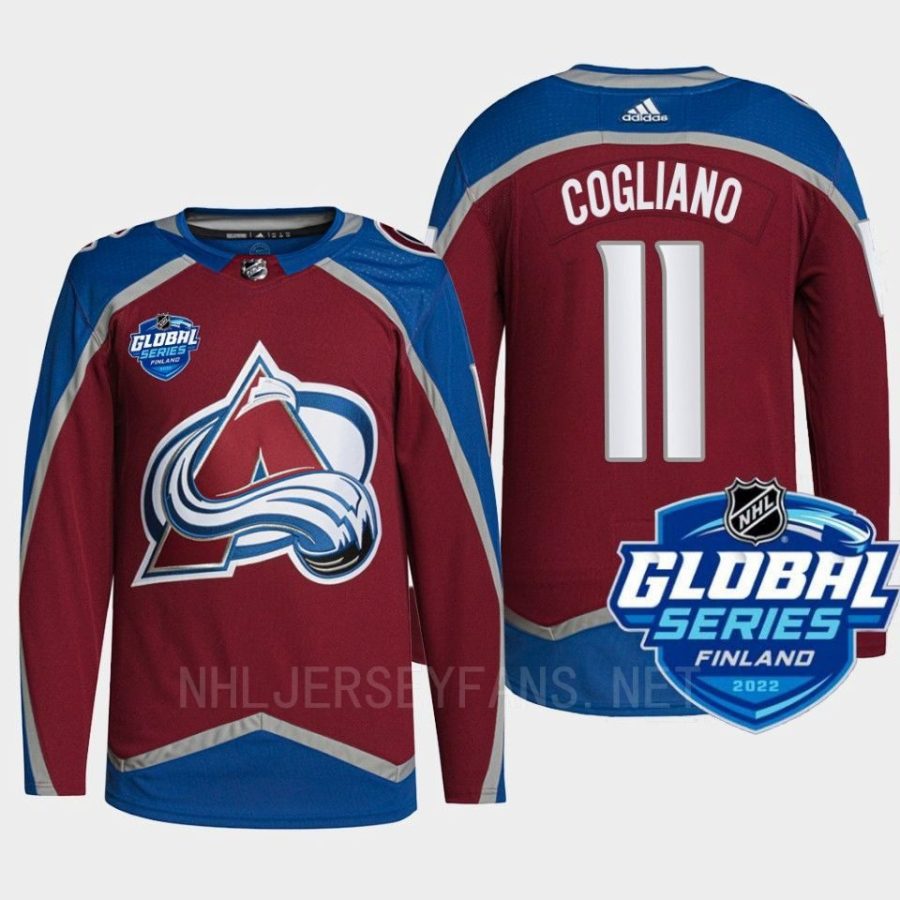 men canucks andrew cogliano authentic 2022 nhl global series burgundy jersey