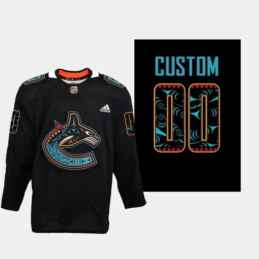 men canucks custom special edition first nations 2023 black jersey