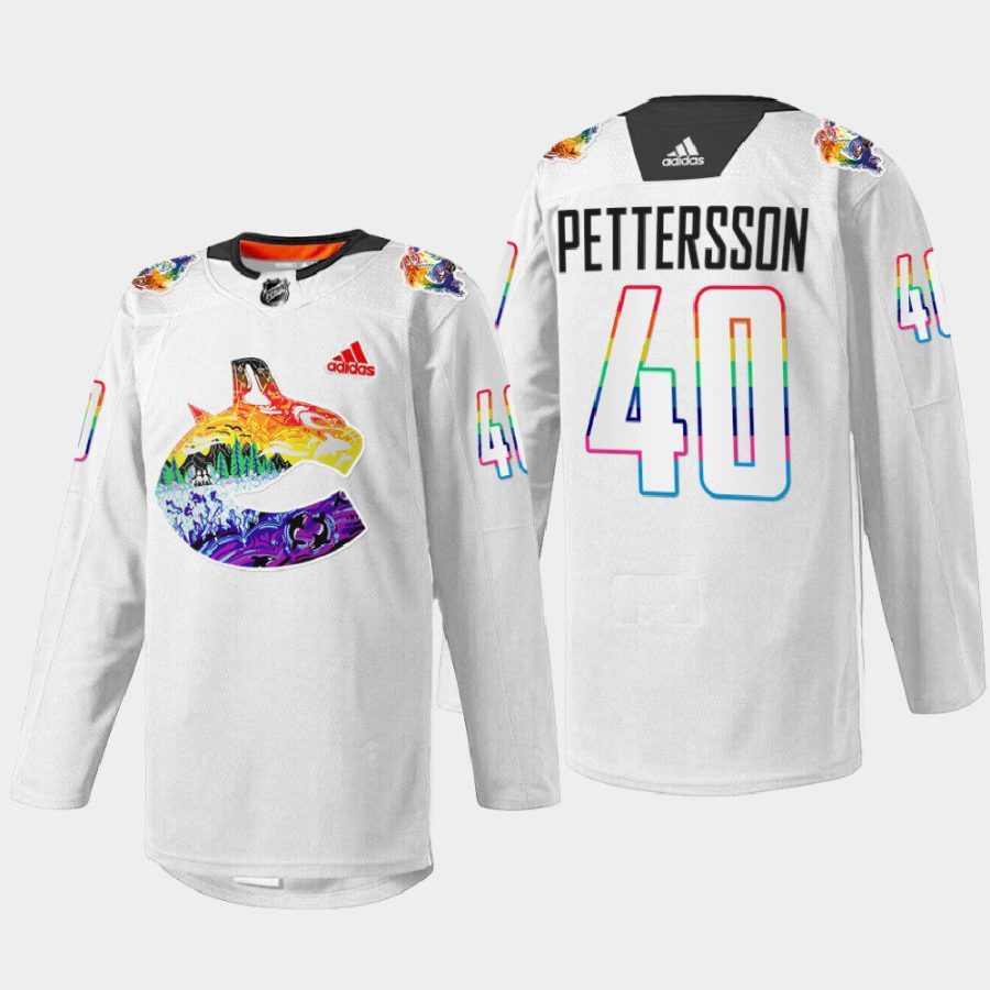 men canucks elias pettersson 2022 mio artwork warmup pride night white jersey