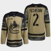 men canucks luke schenn camo warm up 2022 armed forces green jersey