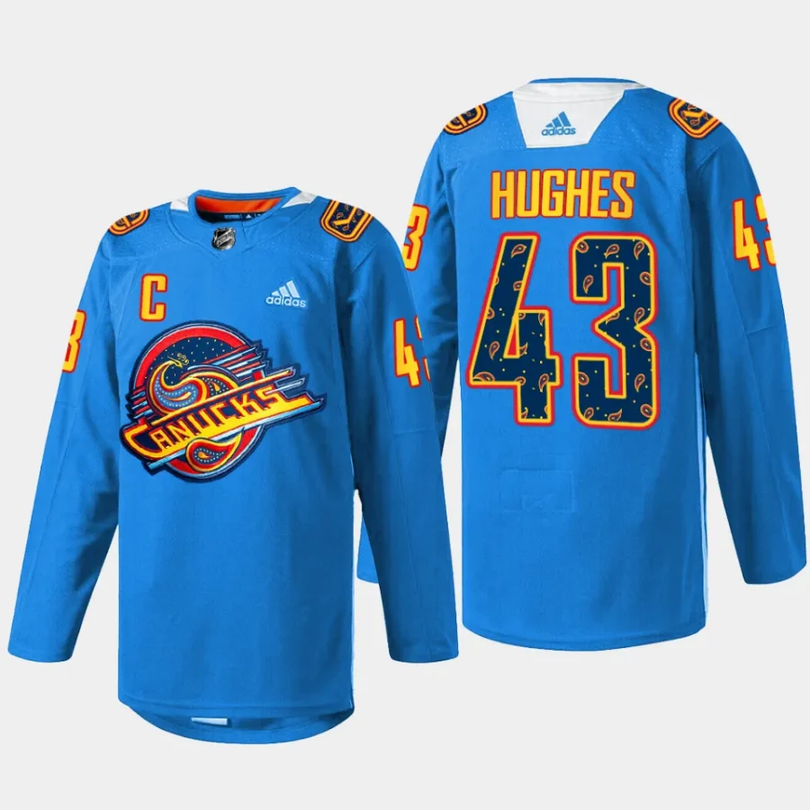 men canucks quinn hughes special edition 2023 diwali night blue jersey