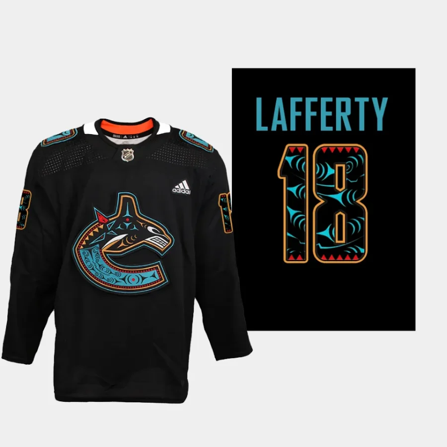 men canucks sam lafferty special edition first nations 2023 black jersey